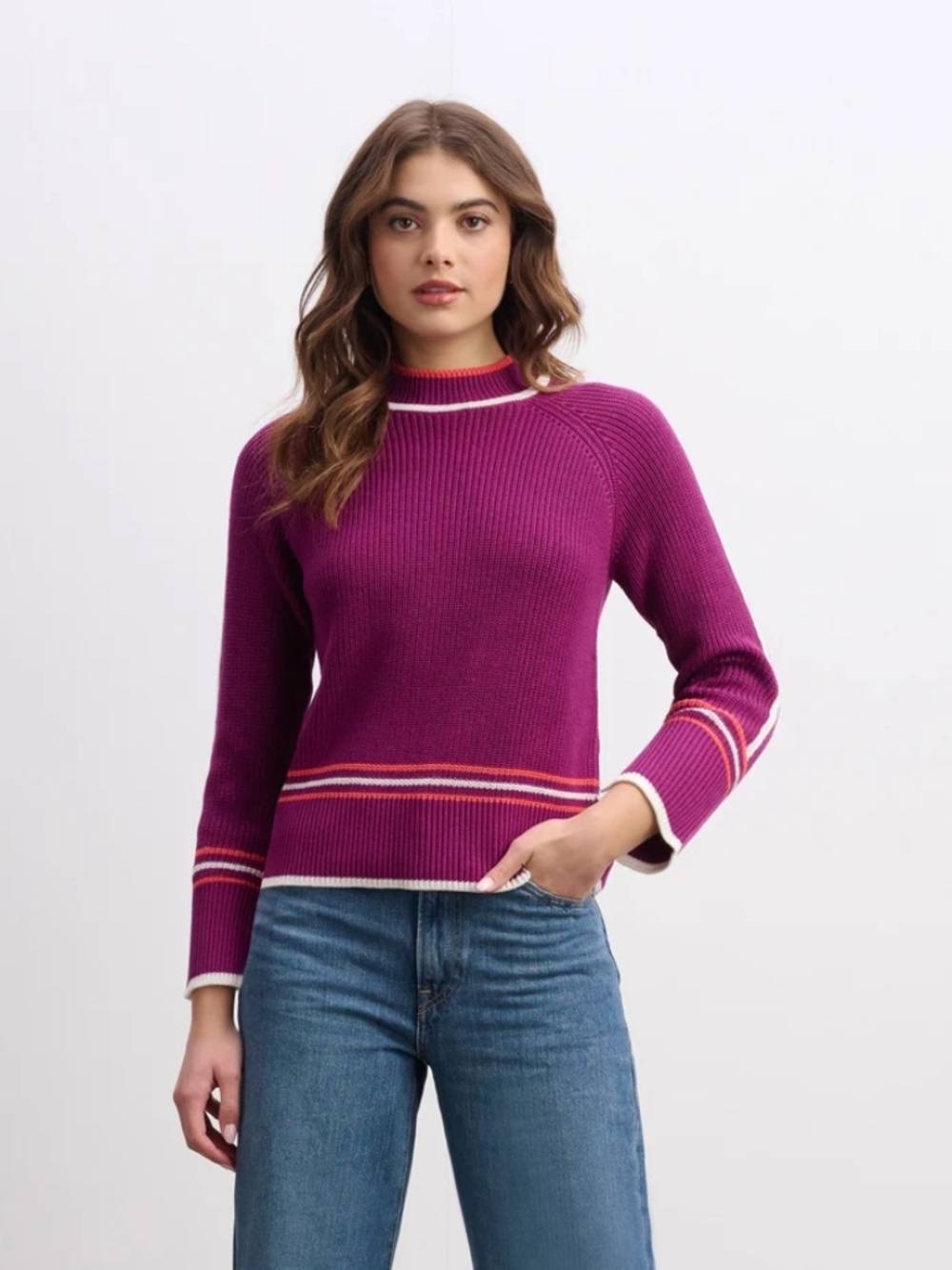 HATLEY Women's sz XS Raglan sweater cotton blend in Crushed Grape